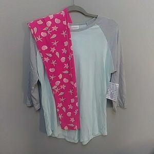 LuLaRoe Medium Randy & OS Seashell Leggings NWT